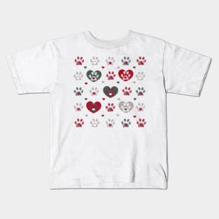 Red heart and paw prints Kids T-Shirt